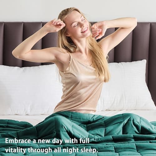 yescool Weighted Blanket for Adults (20 lbs, 60” x 80”, Dark Green) Cooling Heavy Blanket for Sleeping Perfect for 190-210 lbs, Queen Size Breathable Blanket with Premium Glass Bead, Machine Washable 5