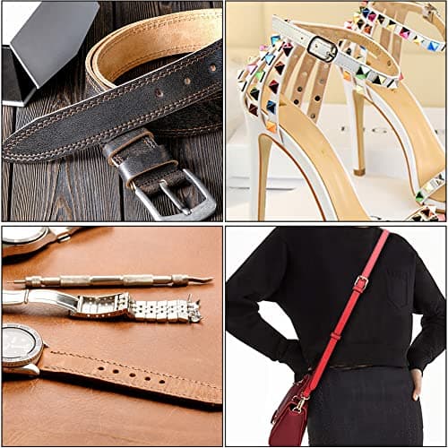 TLKKUE Adjustable Leather Hole Punching Tool Automatic Puncher with Wooden Handle Hollow Hole Punch with 6 Tips Size (1.5mm/2mm/2.5mm/3mm/3.5mm/4mm) for Leather Belt, Bag, Wristband 7