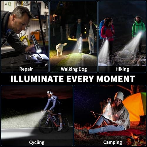 KNIBO Rechargeable Flashlight 99000 High Lumens, LED Super Bright Flash Light, Tactical Flashlights with LCD Power Display, 6 Modes, Waterproof, Brightest Flashlight for Emergencies Camping 7