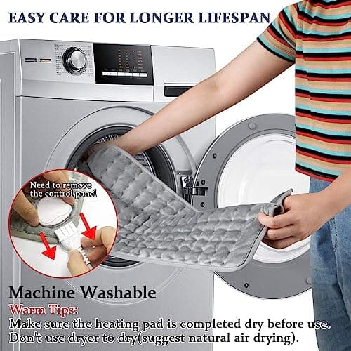 Deepsoon Heating Pad,Electric Heating Pads for Back,Neck,Abdomen,Moist Heating Pad for Shoulder,Knee,Arms,Legs,Dry/Moist Heat & Auto Shut Off,Christmas Gifts for Men and Women,Light Gray,24x12 Inch 6