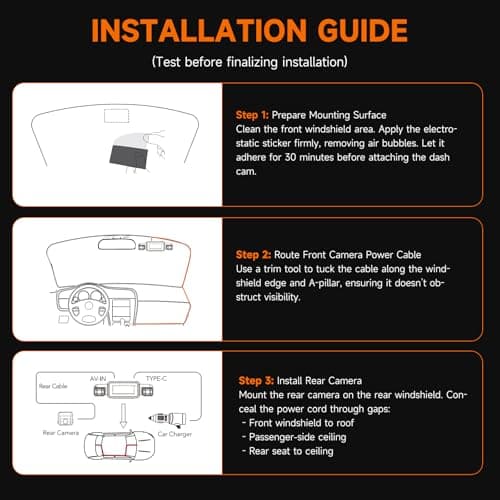 Neideso 360° Dash Cam Front and Rear Inside, 4 Channel FHD 4 * 1080P, Wi-Fi GPS Voice Control Car Camera, Front 2K+1080P*2 Dash Camera for Cars, with 64GB SD Card, Night Vision, 24H Parking Mode(N300) 9