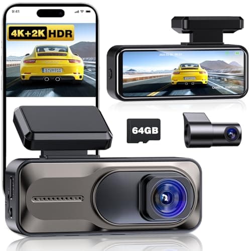 CAMBLO 4K+2K Dash Cam Front and Rear,3.2" IPS Full Screen Dual Dash Camera for Cars,Free 64G Card,5G Wi-Fi APP Control,HDR Ninght Vision Dash Camera,G-Sensor,170°Wide Angle, 24H Parking Mode,512GB MAX