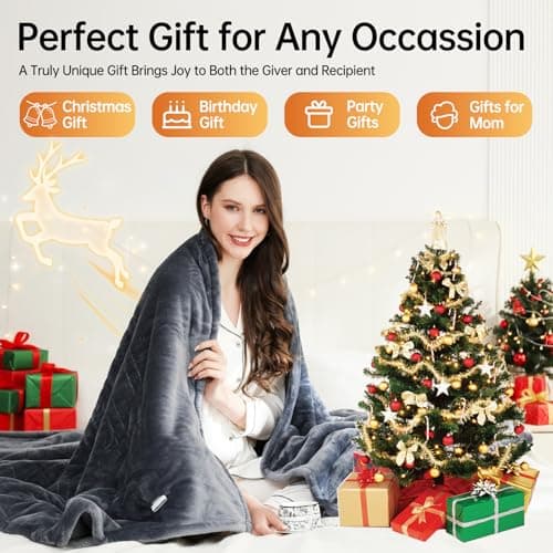 Heated Blanket Electric Blanket Throw, Buzzkick 2026 Upgraded 50x60in Dual-Spiral Heated Throw Blanket 10 Hours Auto-Off 8 Heat Levels Over-Heat Protection Soft Flannel Machine Washable for Gift(Grey) 7