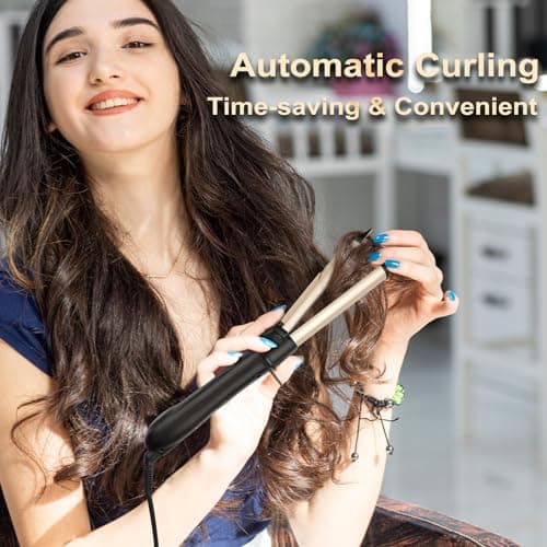 AT1NTEN Automatic Hair Curler and Straightener 2 in 1 Hair Curling Iron Flat Iron Professional Hair Curling Irons Adjustable Temp and Dual Voltage Gifts for Women-𝐂𝐞𝐥𝐬𝐢𝐮𝐬 𝐎𝐍𝐋𝐘 5