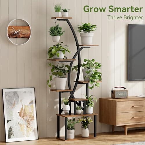 Kavlium Plant Stand Indoor,8-Tier 65 inch Tall Plant Shelf for Indoor Plants with Grow Light, Plant Shelf with Adjustable Brightness & Timer,Modern Metal Plant Display Rack for Living Room/Patio 6