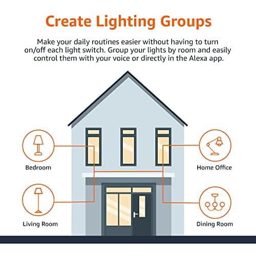 Amazon Basics Smart A19 LED Light Bulb, Dimmable Soft White (2700K), 7.5W (60W Equivalent), 800LM, Works with Alexa Only, 2.4 GHz Wi-Fi, No Hub Required, 1 Pack 6