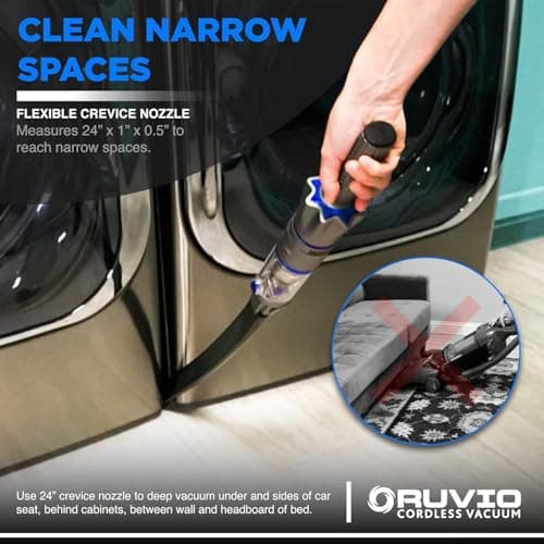 Ruvio Handheld Vacuum Cordless for Home and Car, Lightweight Portable Hand Held Vacuums Cordless Works on Pet Hair, Floor, Hard Wood, 2X HEPA Filtration, Crevice Nozzle Included 5