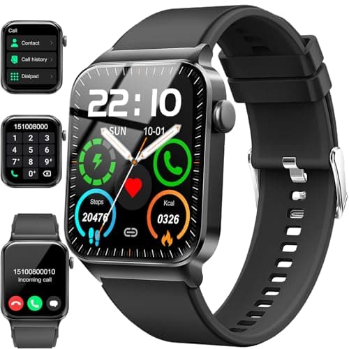 Smart Watch for Men Women, 1.85" Smartwatch (Answer/ Make Call), IP68 Waterproof Fitness Tracker, 100+ Sport Modes, Heart Rate Monitor, Sleep Monitor, Pedometer, Smartwatches for Android iOS, Black