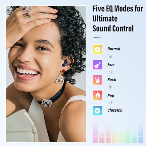 VEKJ Sleep Earbuds Bluetooth 5.4 in Ear Smart Touch Screen Ear Buds, 48H Playtime Mini Sleep Headphones Small Design for Side Sleepers, Crystal-Clear Calls, 5 EQ Modes, IPX7 Waterproof Earphones Blue 6