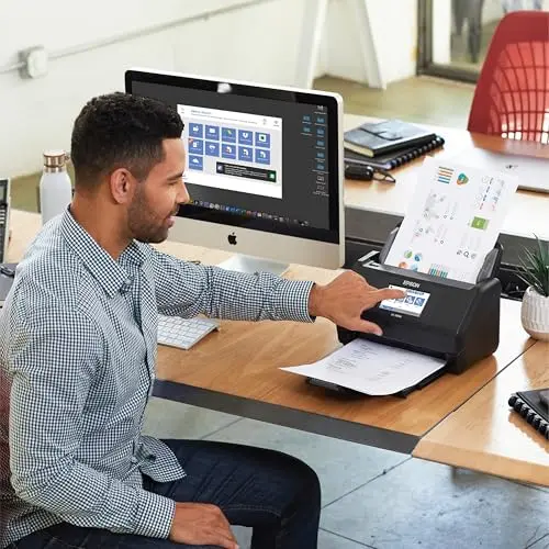 Epson Workforce ES-580W Wireless Color Duplex Tax Receipt & Desktop Document Scanner for PC and Mac with 100-sheet Auto Feeder (ADF), Intuitive 4.3' Touchscreen 6