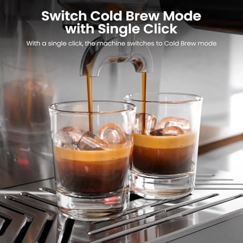 Kismile Espresso Machine with Cold Brew, Professional Espresso Maker with Milk Frother Steam Wand for Latte & Cappuccino, Espresso Coffee Machine with LED Display for Home Use(Stainless Steel) 2