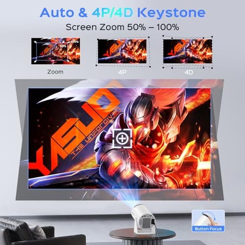 Mini Projector With WiFi and Bluetooth, 180 Rotatable Portable, 150" Smart With Android TV 11, 1080P Support Decoding Projectors 4K, 2.4G/5G WiFi6, Auto Keystone for Home Outdoor Proyector, White 5