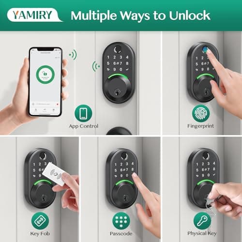 Smart Deadbolt Door Lock with Keypad:Yamiry Fingerprint Keyless Entry Deadbolt,Digital Smart Locks for Front Door,Electronic Code,Easy Installation 2