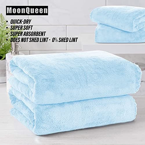 MOONQUEEN 2 Pack Premium Bath Towel Set - Quick Drying - Microfiber Coral Velvet Highly Absorbent Towels - Multipurpose Use as Bath Fitness, Bathroom, Shower, Sports, Yoga Towel (Aquamarine) 6