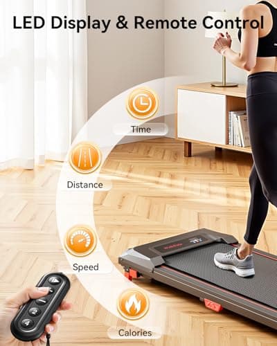 WalkDate Walking Pad, Incline Walking Pad Treadmill, Under Desk Treadmills 265 Lbs Capacity, 2.5HP Low Noise Portable Running Machine for Home and Office, with LED Display, Remote Control 5