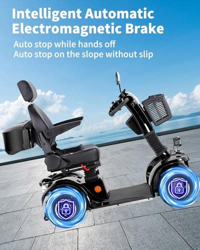 Dvsripa All Terrain Mobility Scooter for Seniors,Heavy-Duty 4 Wheel Mobility Scooters Mobility Scooter,Handicap Scooters for Adults with 3-Speed Travel Long (Black) 5