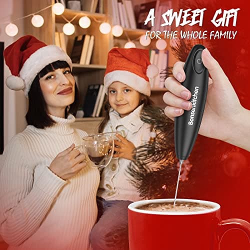 Bonsenkitchen Milk Frother Handheld, Automatic Milk Foam Maker Hand Frother for Coffee, Matcha, Hot Chocolate, Battery Operated Mini Drink Mixer-Black 8