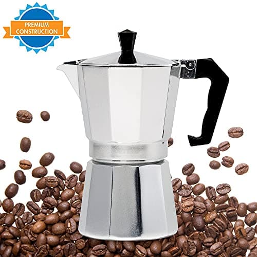 Primula Classic Stovetop Espresso and Coffee Maker, Moka Pot for Italian and Cuban Café Brewing, Greca Coffee Maker, Cafeteras, 6 Espresso Cups, Silver 10
