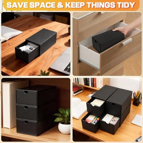 aopule 4Packs 4x6 Index Card Box,Index Card Organizer Box with Lid,Hold 4000 Cards,Black Recipe Holder for 4''x6'' Notecard Recipe Flashcard Card 7