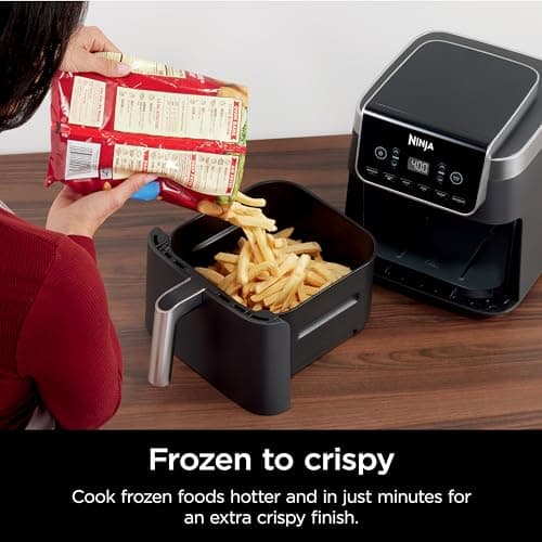Ninja | Air Fryer | 6.5 QT Pro XL Capacity fits 9lbs of Wings | 6-in-1 Max Crisp, Air Fry, Roast, Bake, Reheat & Dehydrate | Nonstick Basket, Crisper Plate & Recipe Guide | Grey | AF181 6