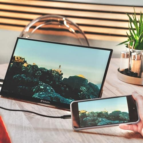 Verbatim Portable Touchscreen Monitor 14" USB-C HDMI Full HD 1080p IPS Display with Metal Housing and Adjustable Kick Stand for Laptops and Gaming Consoles 8