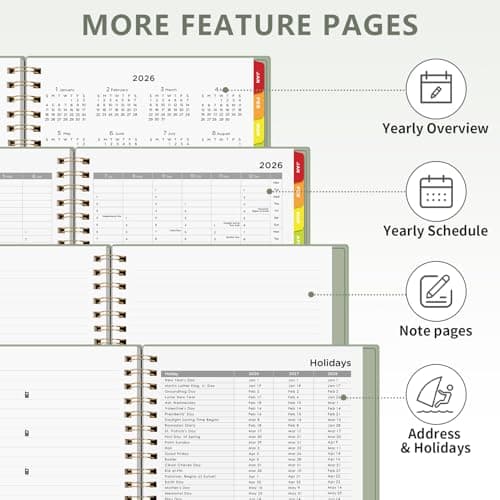 EMSHOI 2026 Appointment Book, A4 15-Minute Hourly Planner, JAN 2026 - DEC 2026, Daily Weekly Monthly, PVC Cover, Colorful Tabs - for Work, School, Salon Scheduling 6