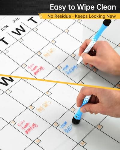 Acrylic Wall Calendar with Dry Erase Surface | 28x20 Clear Monthly Planning Board | Includes 8 Color Markers, Eraser, Multi-Color Standoff Screws, and Installation Kit | Perfect for Home & Office 5