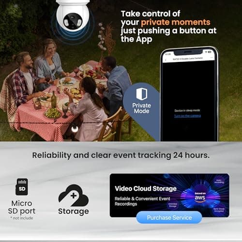 VTA+ 2K Dual Lens Outdoor Security Camera - Dual Lens Technology, Motion Tracking, 280° Rotation, IP65, Built-in Light, Night Vision, Alexa/Google Compatible 6