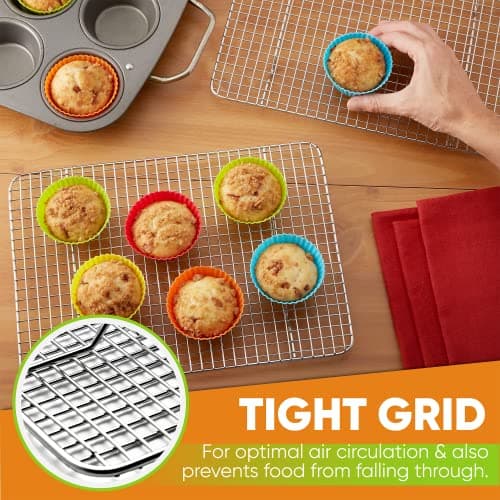 Spring Chef 8.5 x 12 Inch Stainless Steel Cooling Rack for Cooking and Baking - Oven Safe Cookie Cooling Rack - Fits Small Quarter Sheet Pan - Dishwasher Safe 7