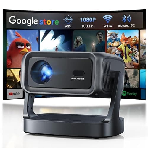 [1800 ANSI / AI Auto Focus / Voice Control ] 4k Projector with WiFi and Bluetooth, Outdoor Smart Projector 4k, Built-in 10,000+ Apps, 1080P Portable Movie Proyector for Home Theater