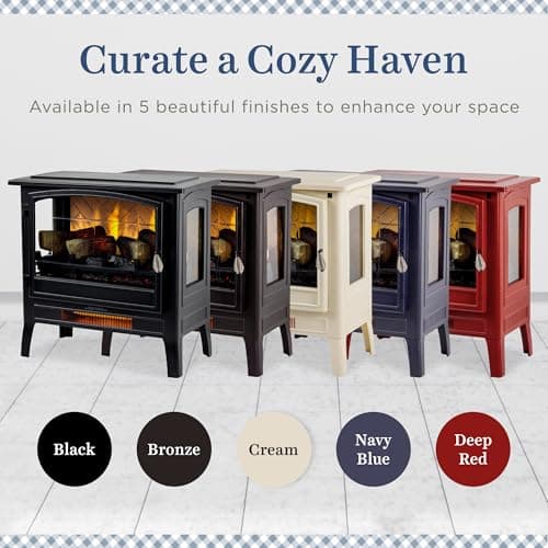 Country Living Infrared Freestanding Electric Fireplace Stove Heater in Black | Multiple Flame Colors, Metal Design with Faux Wooden Logs | Alexa/WiFi Enabled - Remote Included 8