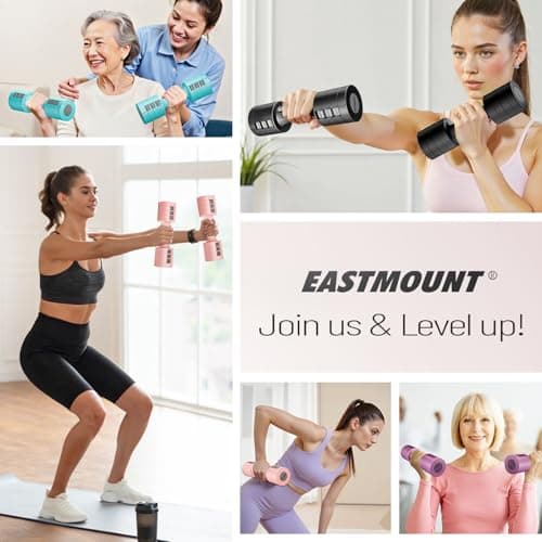 EAST MOUNT Adjustable Dumbbells 5 lb Dumbbells Set of 2 / Pair 10 lb Total Free Weights 6 in 1 Women Hand Weights for Home,Office,Gym Exercise Training 2lb 3lb 4lb 5lb Fast Adjust 5