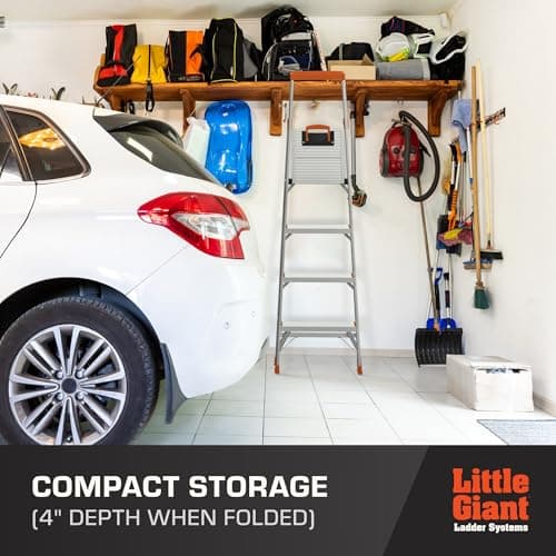 Little Giant Ladders Flip-N-Lite 6 ft Lightweight Step Ladder with Standing Platform, Aluminum, 300 lb Load Capacity, Type 1A Extra Heavy Duty, 10.25 ft Reach Height (15270-001) 6