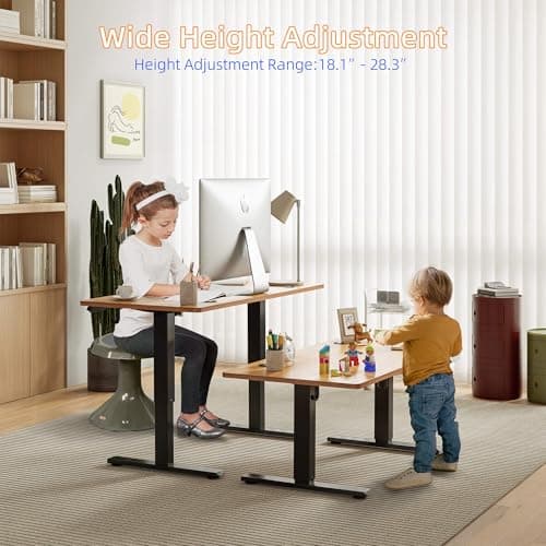 YIHAYO Low Height Adjustable Desk, Lifts 18.1-28.3 Inches, Electric Standing Desk for Short People, 48 x 24 Inches Computer Table with Splice Board for Home Office, Rustic Brown 5