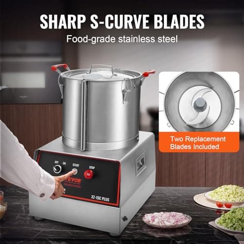 VEVOR Food Processor & Vegetable Chopper, 16 Quart, 1400W Food-Grade Stainless Steel Food Processor Chopper with 2 Extra S-Curve Blades, Multifunctional for Chopping Vegetables, Grains, Nuts 5