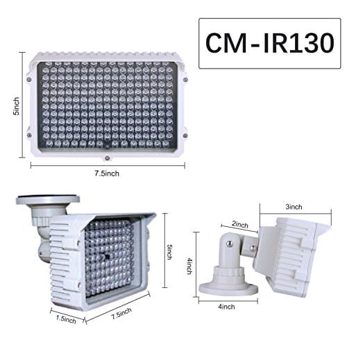 CMVision IR130-198 LED Indoor/Outdoor Long Range 300-400ft IR Illuminator with Free 3A 12VDC Adaptor 7