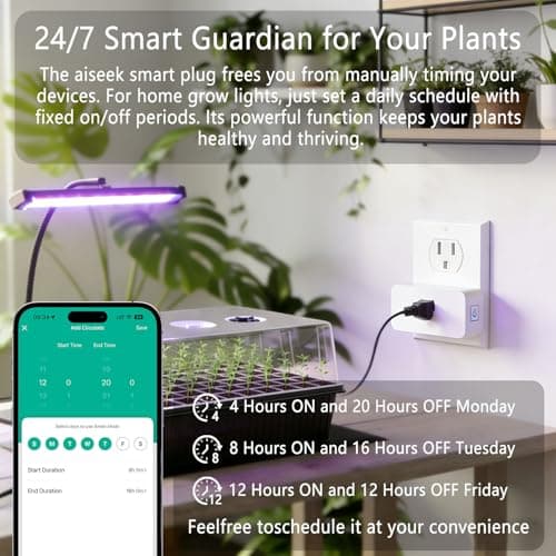 AiSeek Tuya Smart Plug,Mini with Energy Monitoring,Pro Series 15A Plug,2.4G Wi-Fi Outlets Support Alexa, Google Assistant, Time Schedule,ETL & FCC Certified, 4 Pack 6