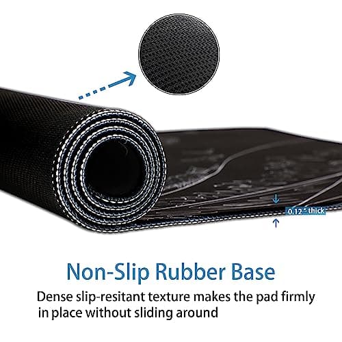 MEWOOCUE® Large Gaming Mouse Pad for Computer,Black Japanese Sea Wave Anime Mouse Mat,Long XXL Waterproof Keyboard Pads,Big Non-Slip Mouse Pads for Game Office Home（31.5 x 11.9 in） 8