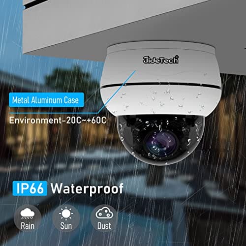 JideTech Outdoor 4K PTZ POE Camera, 8MP IP Dome Camera with 5X Optical Zoom, IR Night Vision Human/Motion Detection, Built in 2-Way Audio, Pan/Tilt, SD Card Slot 7