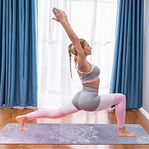 SNAKUGA Foldable Yoga Mat Natural Rubber Mat with Carry Bag, Non-Slip Suede Surface for Travel & Pilates (72"x24"x1.5mm) 6