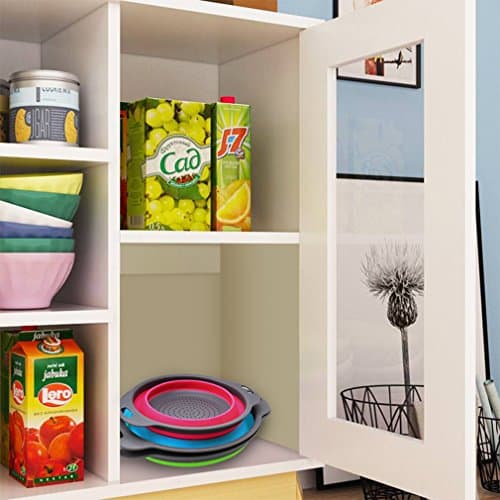 Qimh Collapsible Colander Set of 3 Round Silicone Kitchen Strainer Set - 2 pcs 4 Quart and 1 pcs 2 Quart- Perfect for Draining Pasta, Vegetable and fruit (green,blue, purple) 7