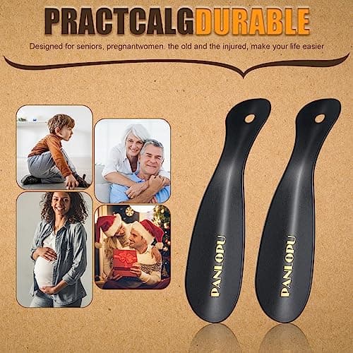 PANLOPU Metal Shoe Horn 7.5Inch Portable Quality Stainless Steeln Shoe Horn Fashion Travel (Black) 6