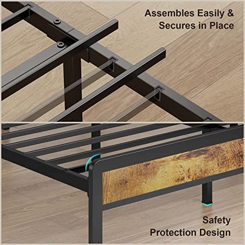 Gizoon Queen Metal Platform Bed,Bed Frame with Upholstered Wooden Headboard, Noise Free, No Box Spring Needed with Underbed Storage, Modern Bedroom Furniture，Easy Assembly 9