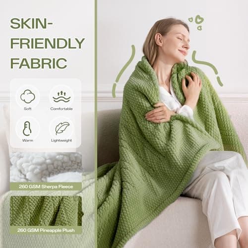 LunaHush Heated Blanket Electric Blanket King Size, 90" x 100" Fast Heating Blanket with Dual Control 8 Heating Levels & 10 Hours Auto Off, Machine Washable, ETL & FCC Certification, Green 2