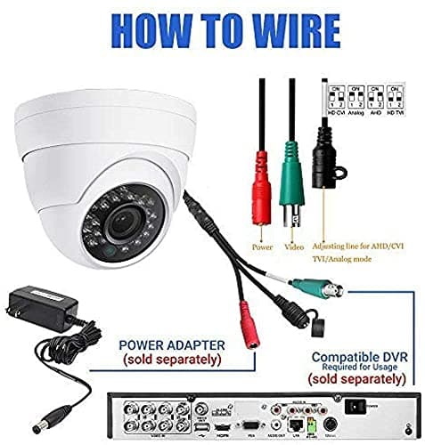 Real HD 5MP Full Color Night Vision Dome TVI CCTV Security Camera with Visible White LED Lights, 65ft Night Vision, 2.8mm Wide Viewing Angle, Outdoor, Full Metal, ONLY Compatible with 5MP and 8MP DVR 5