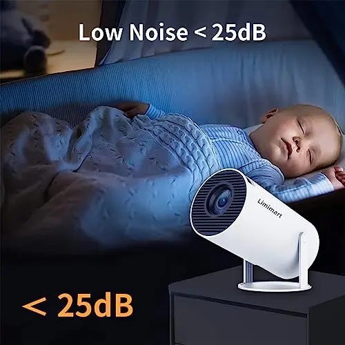 Limimart 40''-130'' Smart Mini Projector 4K 5G WIFI, Big Screen Experience with Premium 360 Sound, 5.0 Bluetooth Movie Projector Compatible With Android/iOS/Windows/TV Stick/HDMI/USB/Audio 3.5 white 7