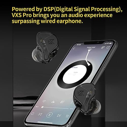 KZ VXS Pro True Wireless Sound Isolation Earbuds, QCC5171 aptX Lossless Bluetooth 5.3 Headphones, 10mm Drivers with Big Bass, Built-in Mic in-Ear Earphones 32H Playtime 5