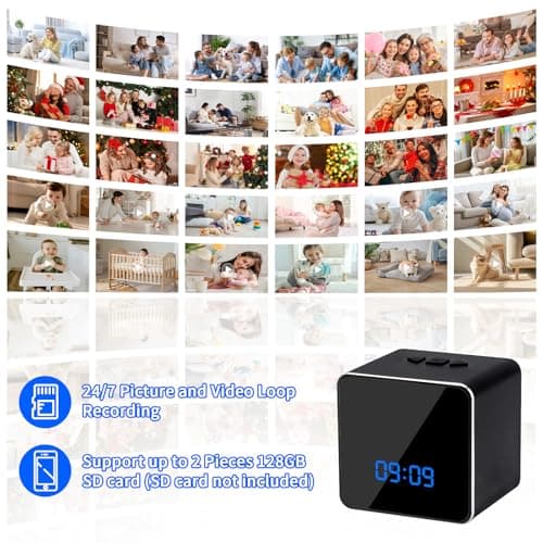 Yuehetian Hidden Camera Bluetooth Speaker, 4K HD WiFi Hidden Cameras Clock with Video Night Vision Motion Detection, Clock Camera Spy Cam, Hidden Cameras for Home Security Indoor 7