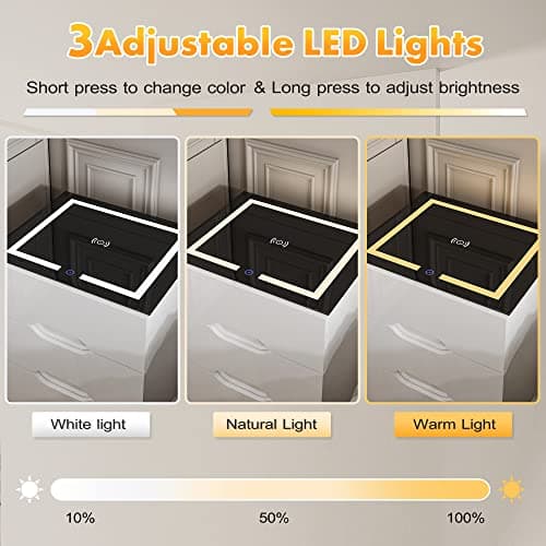 kepptory White Smart Nightstand with Wireless Charging Station & Adjustable LED Lights, High Gloss End Table with 3 Drawers & USB Charging, Bedside Table Organizer for Bedroom Use 8