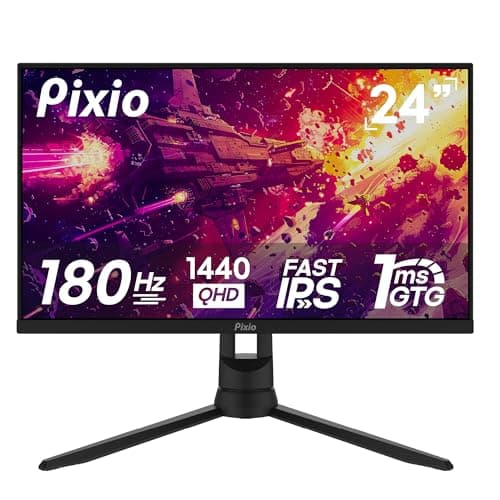 Pixio PX24Q PRO 24 inch 180Hz Refresh Rate QHD 1440p Resolution Fast IPS Panel 1ms GTG Response Time Gaming Monitor